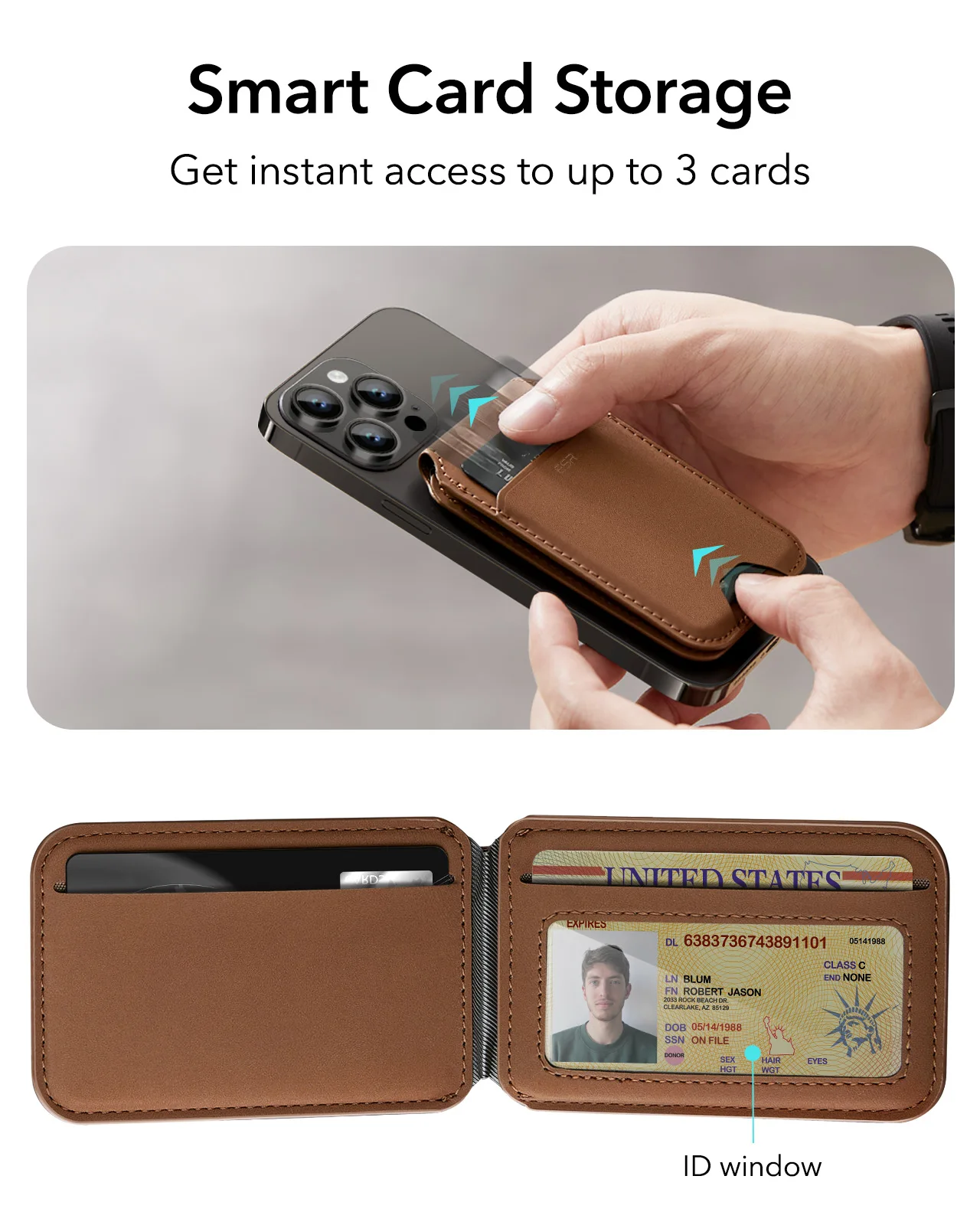 ESR for iPhone 15 Pro Max Magsafe Wallet Stand for iPhone 13 12 Pro Max Vegan Leather Wallet Card Holder for iPhone 14 Pro Stand