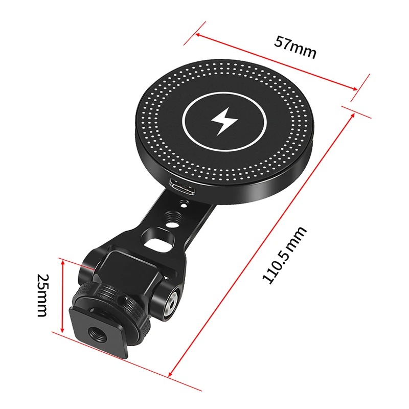 Neue Magnetische 10W Drahtlose Ladegerät Handy Halter Stehen Kugelkopf Tilt 1/4 Kalten Schuh Halterung für iPhone Magsafe magnet Halterung – Detail 16