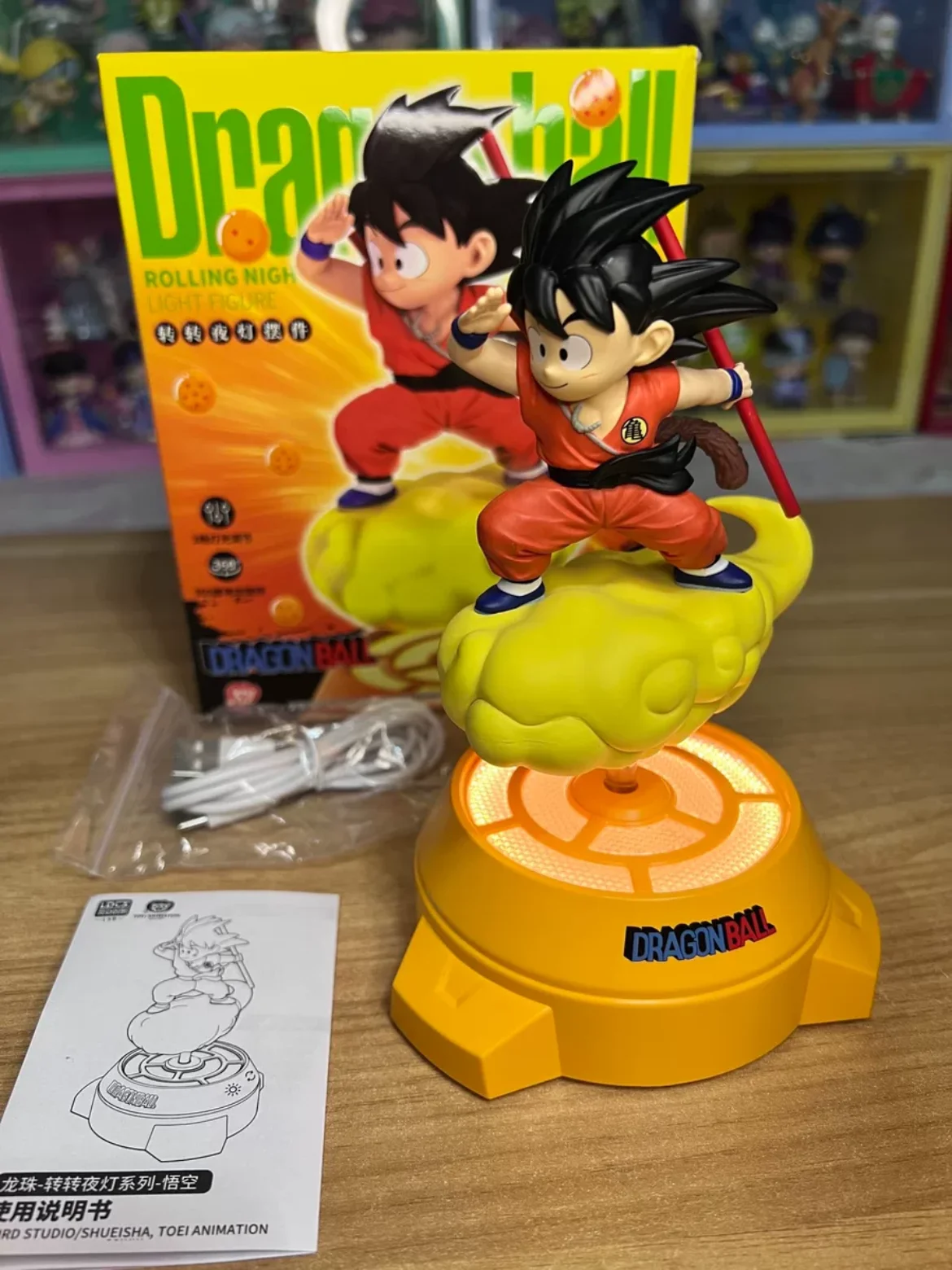 Original Dragon Ball Anime Figure Goku Figure Rotating Night Light  Room Decoration Surrounding Ornaments Toy Lamp Birthday Gift