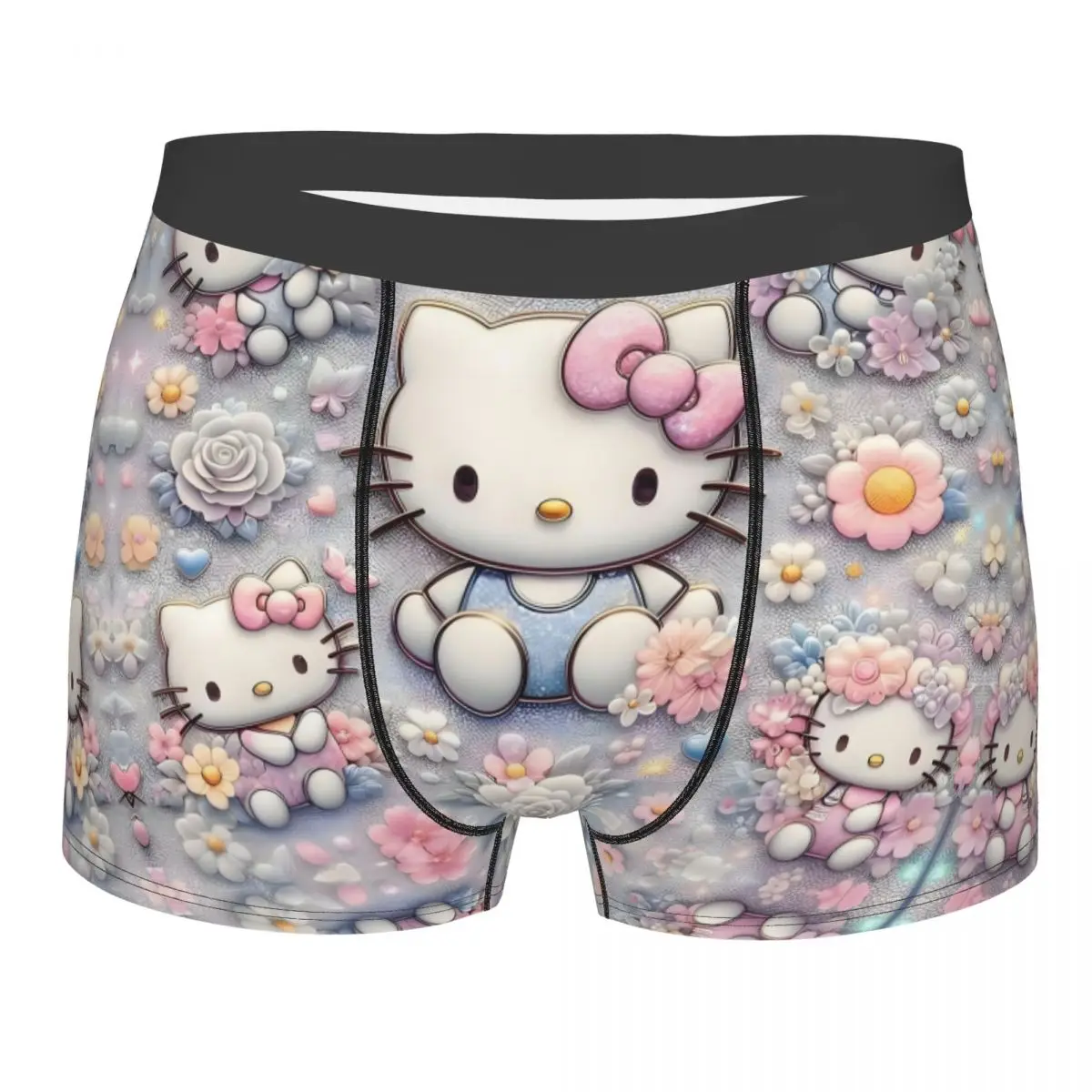

Шорты-боксеры в стиле аниме «Hello Kitty» для Homme с 3D принтом Kawaii, японское нижнее белье с героями мультфильмов, трусы, эластичные трусы