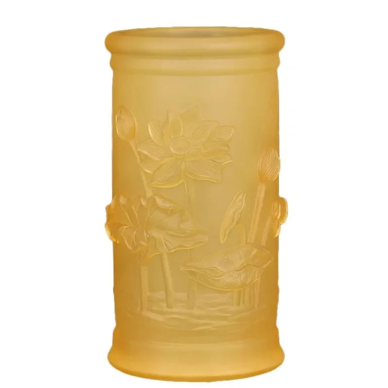 Ancient glazed incense tube bucket household offering Buddha lotus insert bamboo stick incense