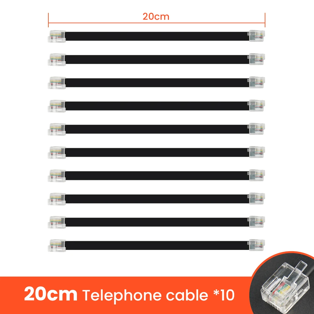 Kidsbits 10PCS 20/30CM 6P6C Connection Cable Black Telephone Data Line for Kidsbits Development Board Sensor DIY Experiment