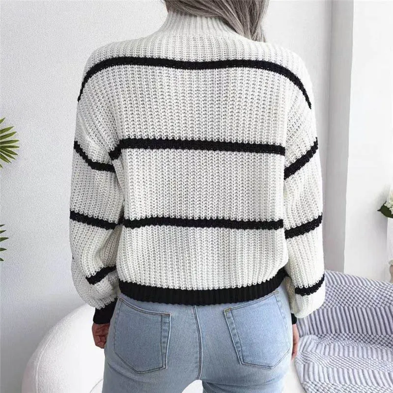 Y2K Fashion Women Sweaters 2023 Autumn Winter New Solid Color Long Sleeved Sweater Loose High Neck Warm Pullover Knitwears Tops