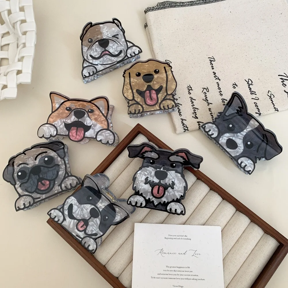 

Fashion Acrylic Cartoon Dog Hair Claw Puppy Cute Schnauzer Crab Clip Korean Style Creative Small Shark Clip Woman