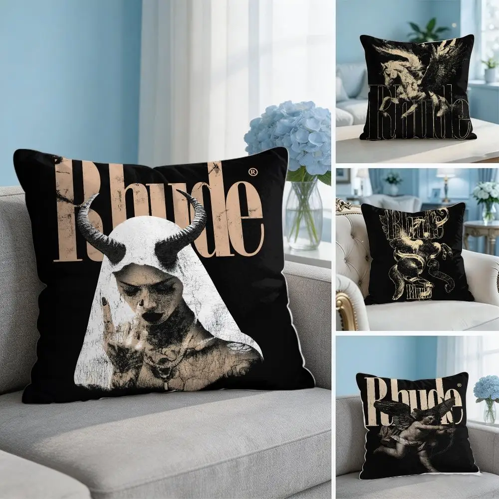 Fashion Brand R_RHUDEs Cushion Cover Soft Short Plush Throw Pillow Cover Hidden Zipper Cutecore Sofa Bedroom Home Decor
