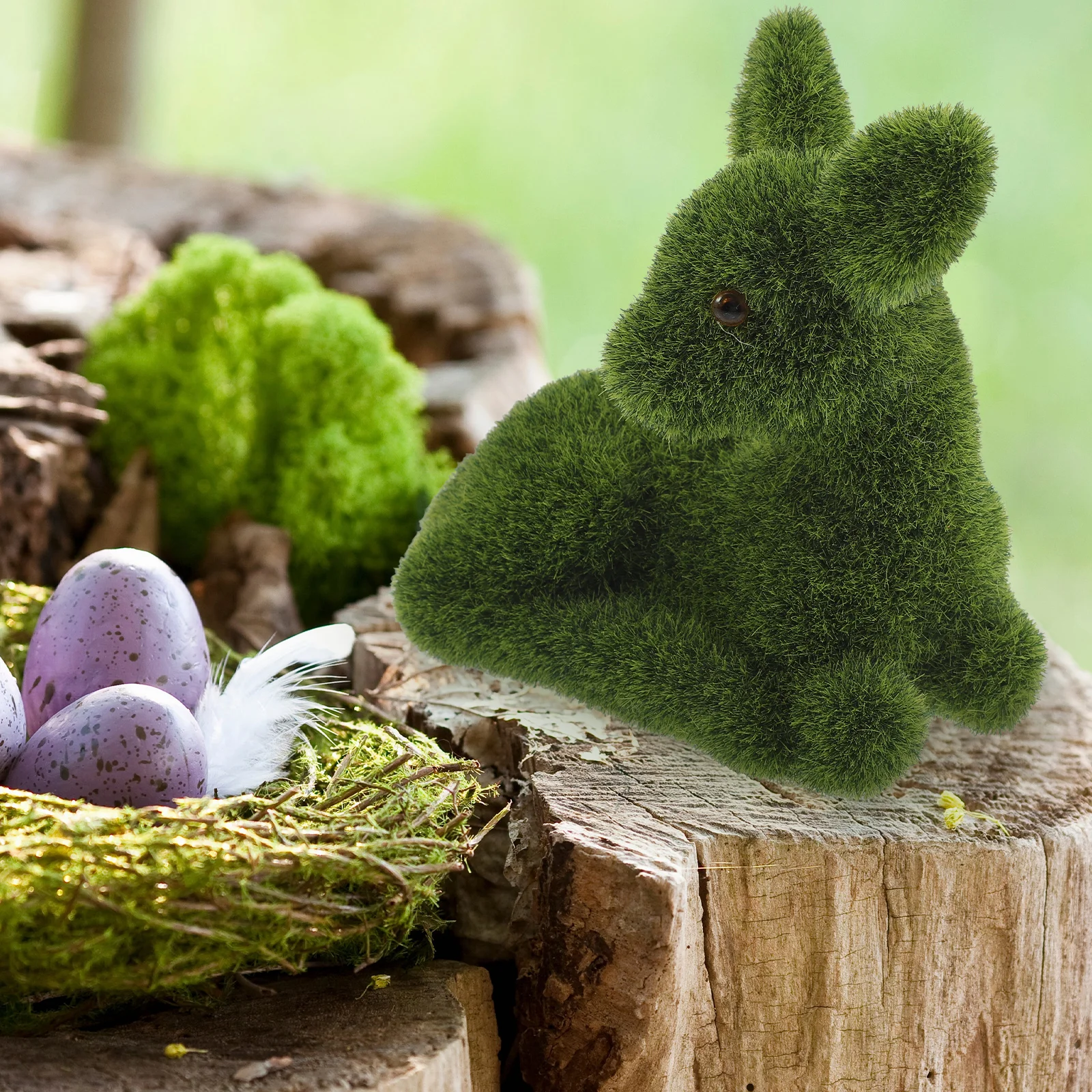 

Flocking Deer Decor Green Miniature Garden Statue For Lawn Patio Backyard Outdoor Landscape Ornament Moss Animal Figure