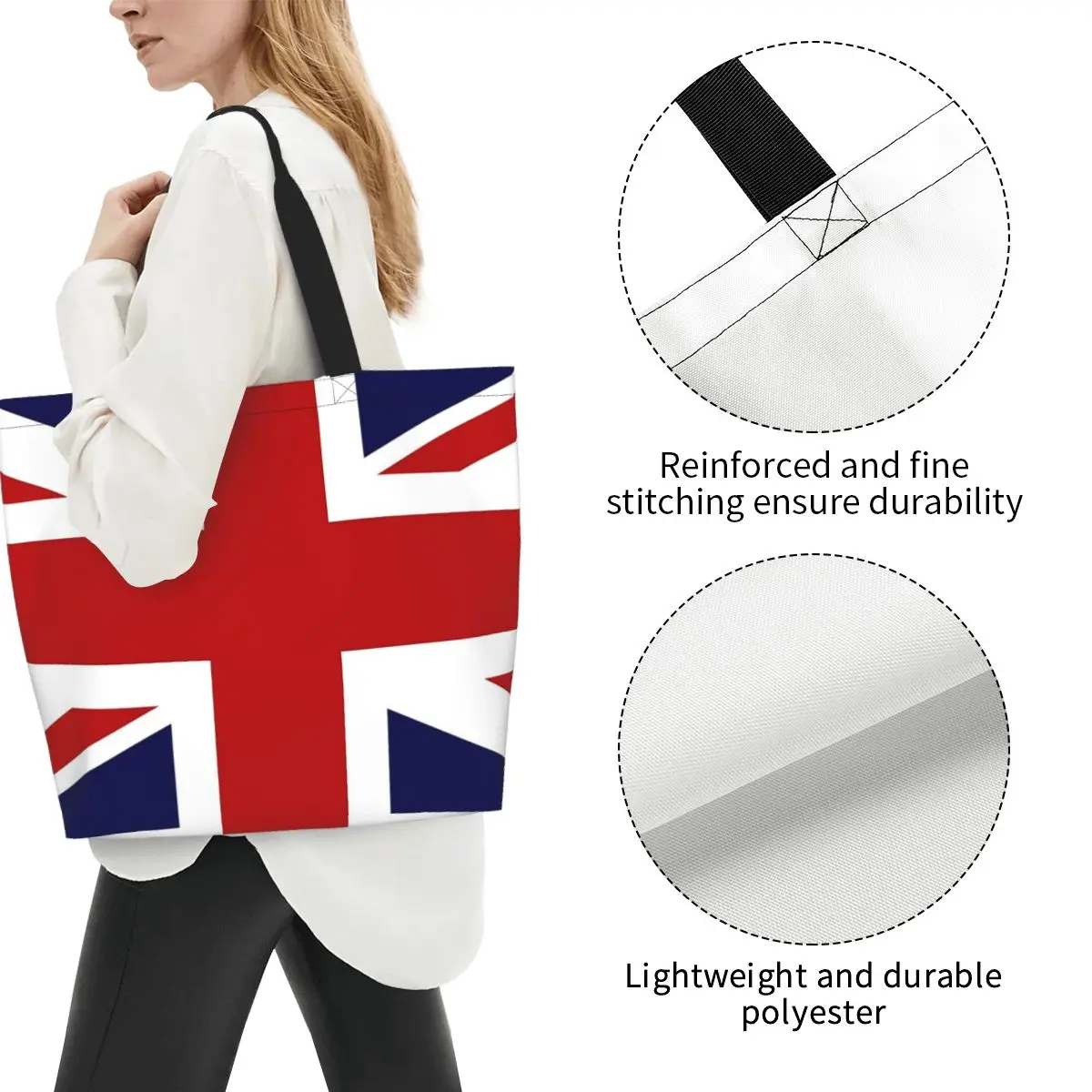 Union Jack Flag Of The UK Shopping Tote Bag Canvas Large Capacity Shoulder Bags Shopper Grocery Handbag for Women