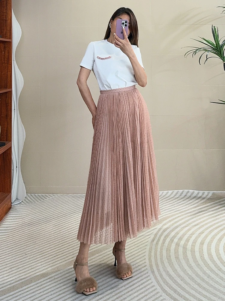 

Женская футболка Tangmi из чесаного хлопка ручной работы с 3D-цветами, из чистого хлопка, до плеч, приталенная, с коротким рукавом, новинка 2025 года