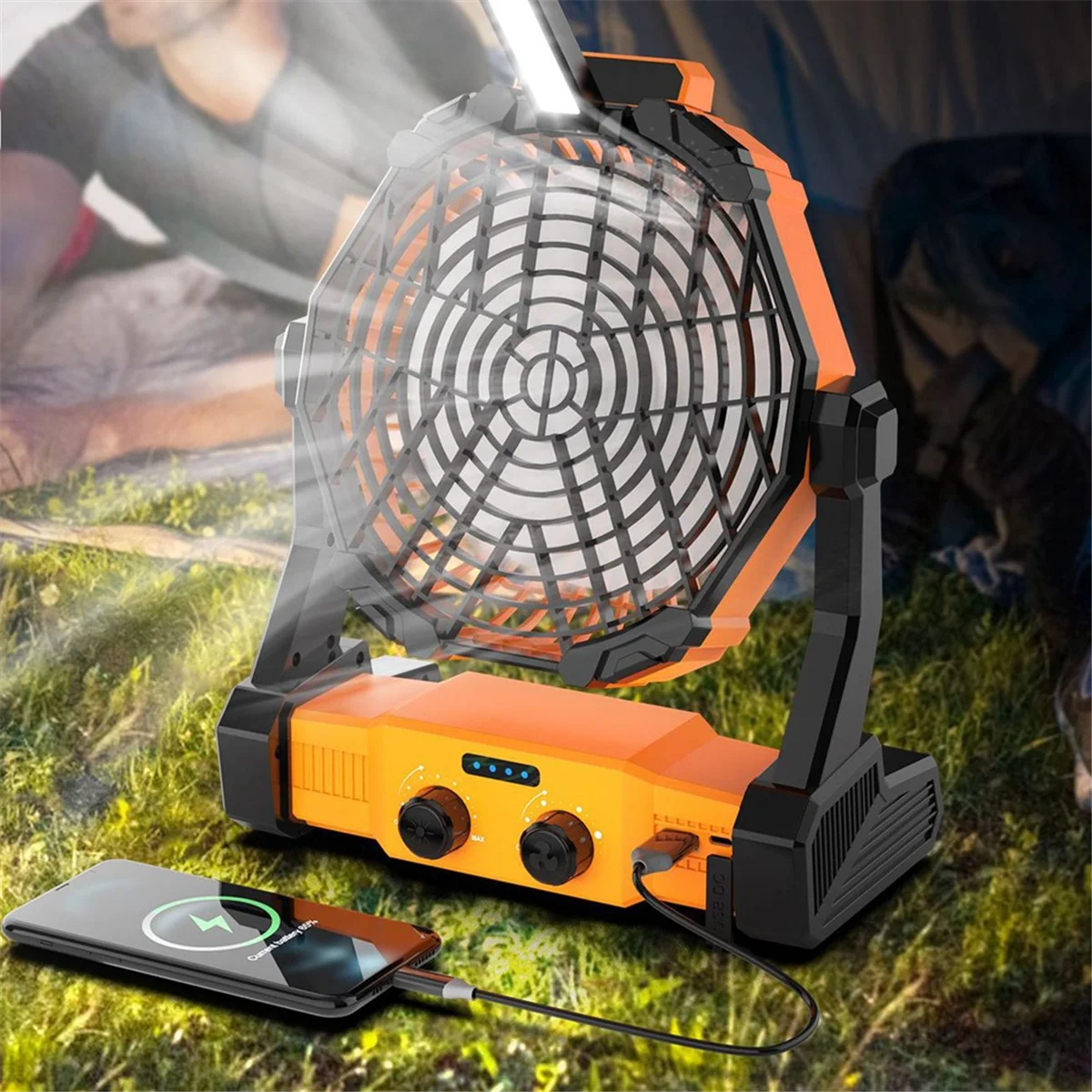 Portable Camping Fan with LED Lantern 8000mah Outdoor Fan Personal Rechargeable Fan for Travel, Hiking, Fishing, Picni