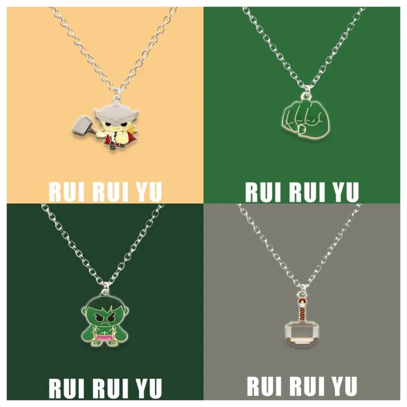 

Marvel The Avengers Necklace Anime Figure Hulk Thor Cartoon Anime Alloyed Necklace Merchandise Decoration Children Birthday Gift