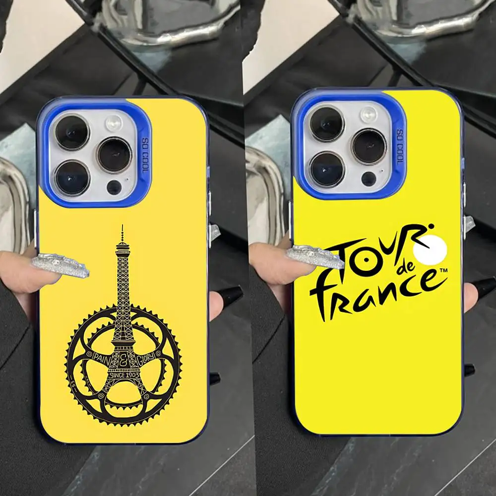 

T-Tour De F-France Bike Phone Case For iPhone 16,15,14,13,12,11,Pro,Max,Plus,Mini,XS,SE Anti Fall Blue Matte Hard Bumper