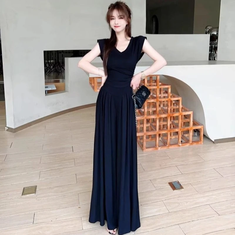 

Wide Leg Women's Pants Two Piece Set Outfit Tailor Aesthetic Comfortable Casual Elegant Promotion Korea Stylish Ladies Trouser