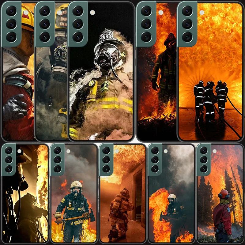 Firefighter Heroes Fireman Phone For Samsung Galaxy S24 S22 Ultra S21 Plus S20 S23 S24 FE Case S10 5G S10E S9 Cover Silicone Sof