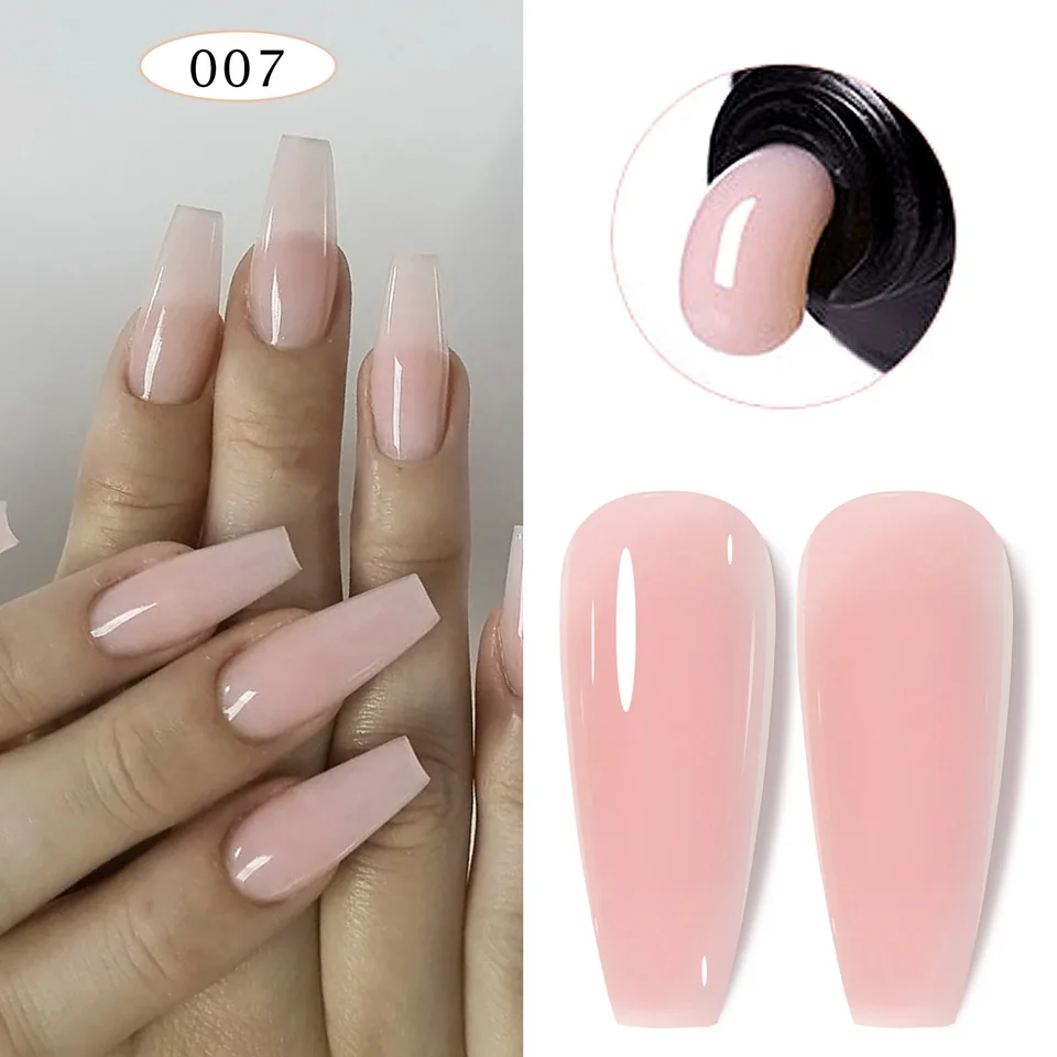 Gel Sólido de Extensión 15ml, Constructor de Uñas, Acrílico Gel Color Cristal Nude, LED UV Polish para Extensión Rápida 5