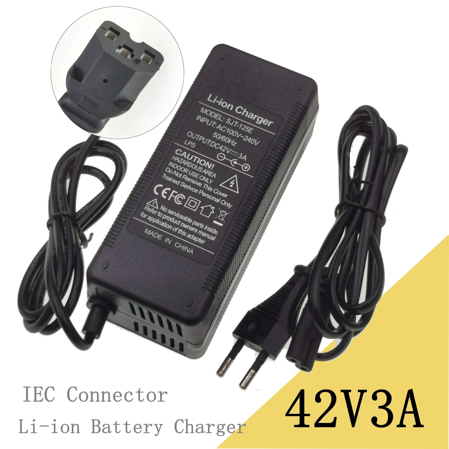 42V 3A Li-ion Battery Charger For 10S 36V lithium battery pack with IEC Connector