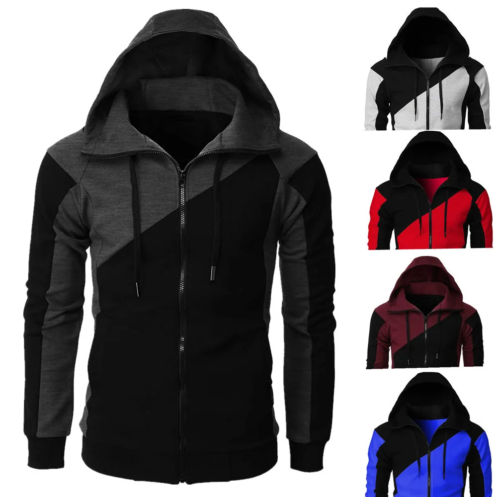 High quality Fashion Zip Hoodies Men Retro Harajuku Solid color Jacket High Street Zip Up Hoodie Casual Loose Sweatshirt Clothes