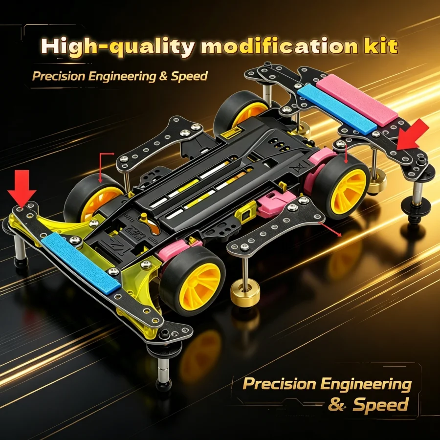 Homemade Project Edition Upgrade Parts Kit for TAMIYA Mini 4WD VZ Chassis 95598 DIY Racing Tune-Up Set