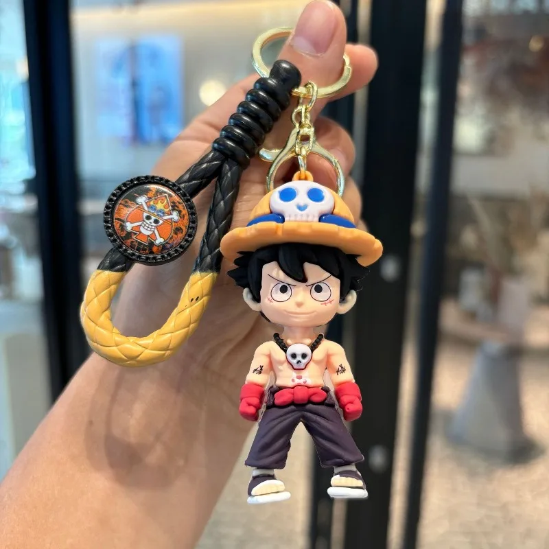 New cartoon woven one piece key chain Luffy doll key ring pendant key chain couple children's gifts