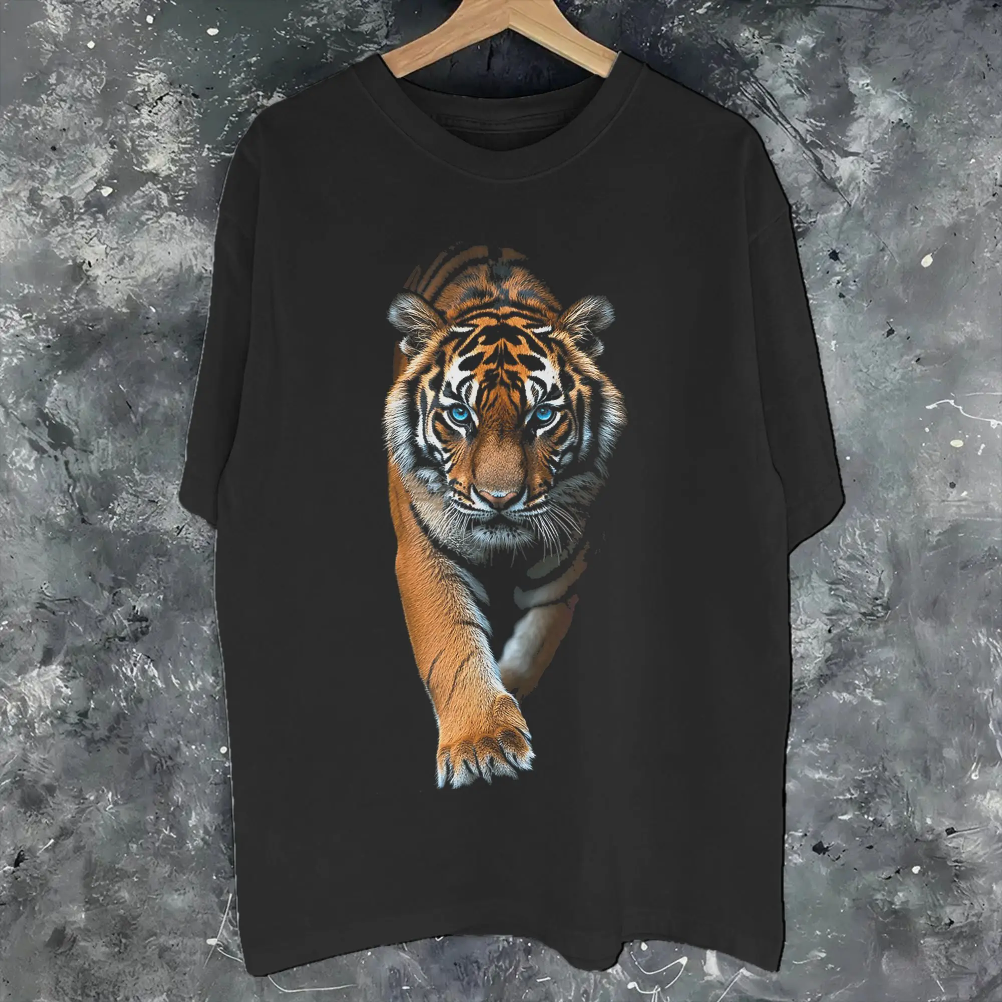 Tiger Animal Graphic Blue Eyes Illustration Tiger  New Arrival T Shirt Men Women  Cotton  Tee Shirt Clothing