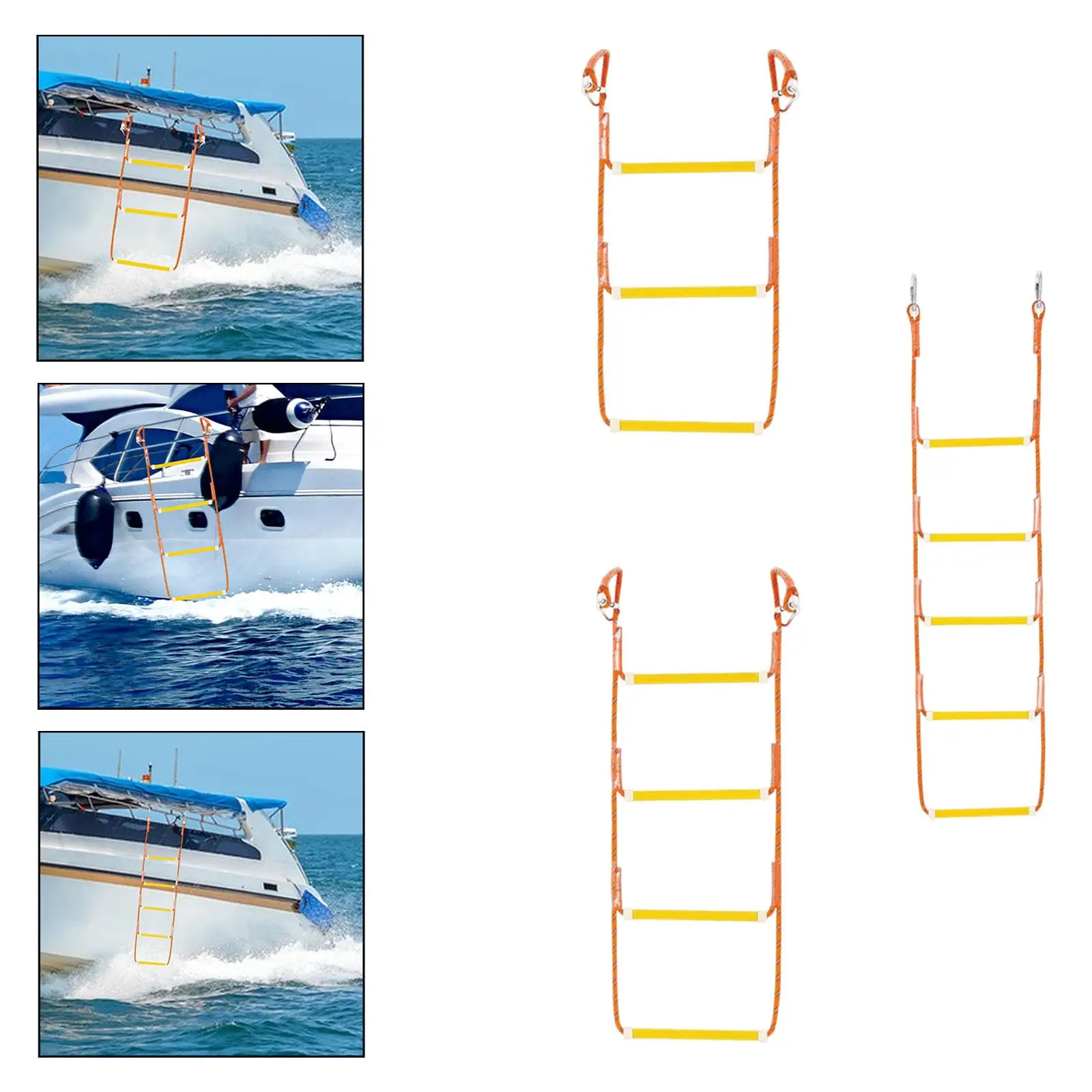 سلم بحبال بحرية سلم الصعود حلقة تسلق قوية خطوات غير قابلة للانزلاق محمولة للتجديف بالكاياك