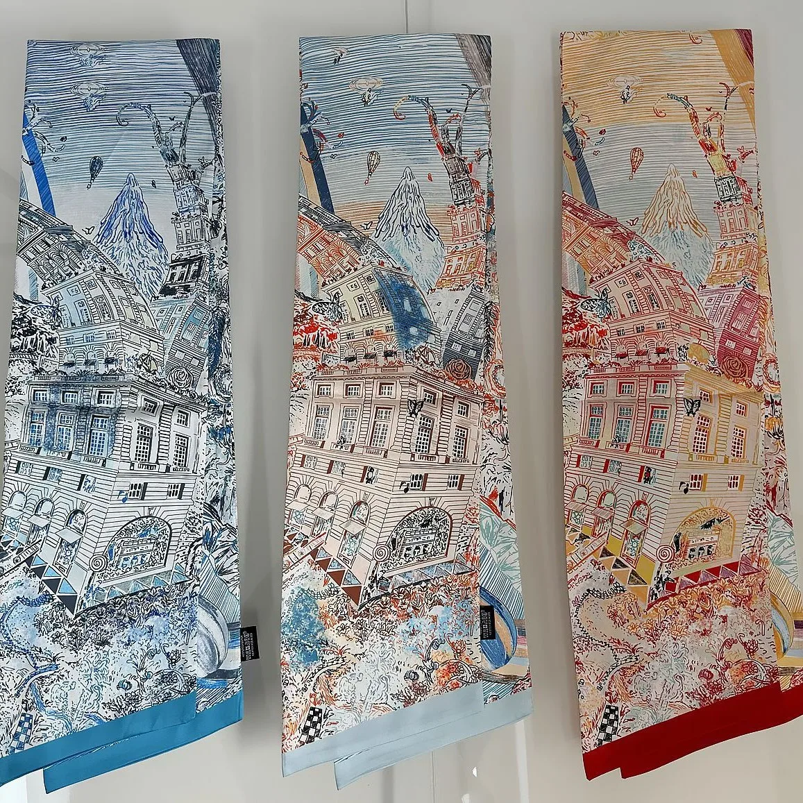 

2025hot French New Urban Architecture Women Versatile Double-layer Printing Internet Celebrity Strip Decorative Twill Scarf Gift