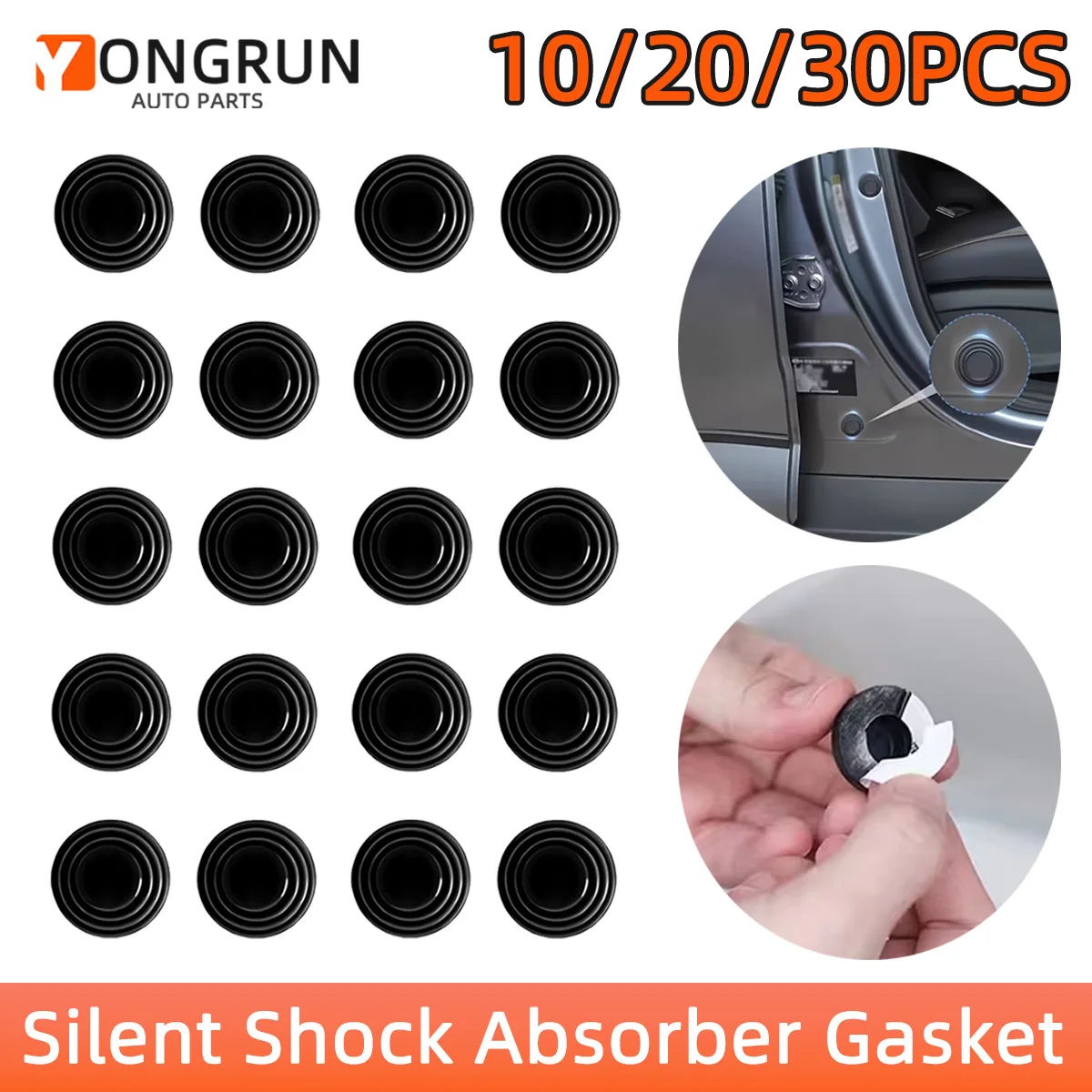 YONGRUN 10/20/30 Stück General Motors Türstoßdämpfer-Pads, schwarz, rund, Silikon-Stoßdämpfer, schalldämmend, Antikollisions-Pad