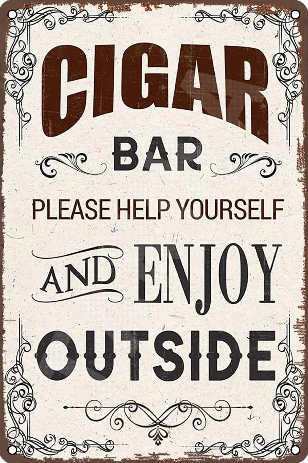 Vintage Metal Tin Sign Cigar Bar Please Help Yourself and Enjoy Outside Wall Decor for Home Bathroom Garden Man Cave Bars R sign