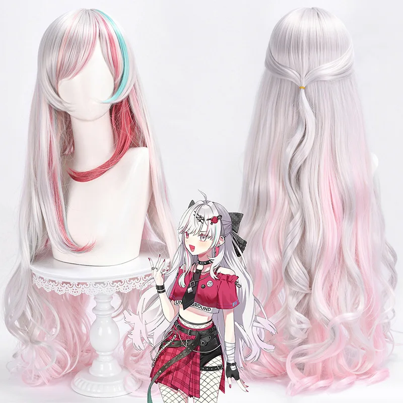 

Anime Vtuber Ishigami Nozomi Cos Wigs with Cosplay Costumes Headwear 95cm Long Simulation Scalp Thick Mixed Puffy Long Hair Wigs