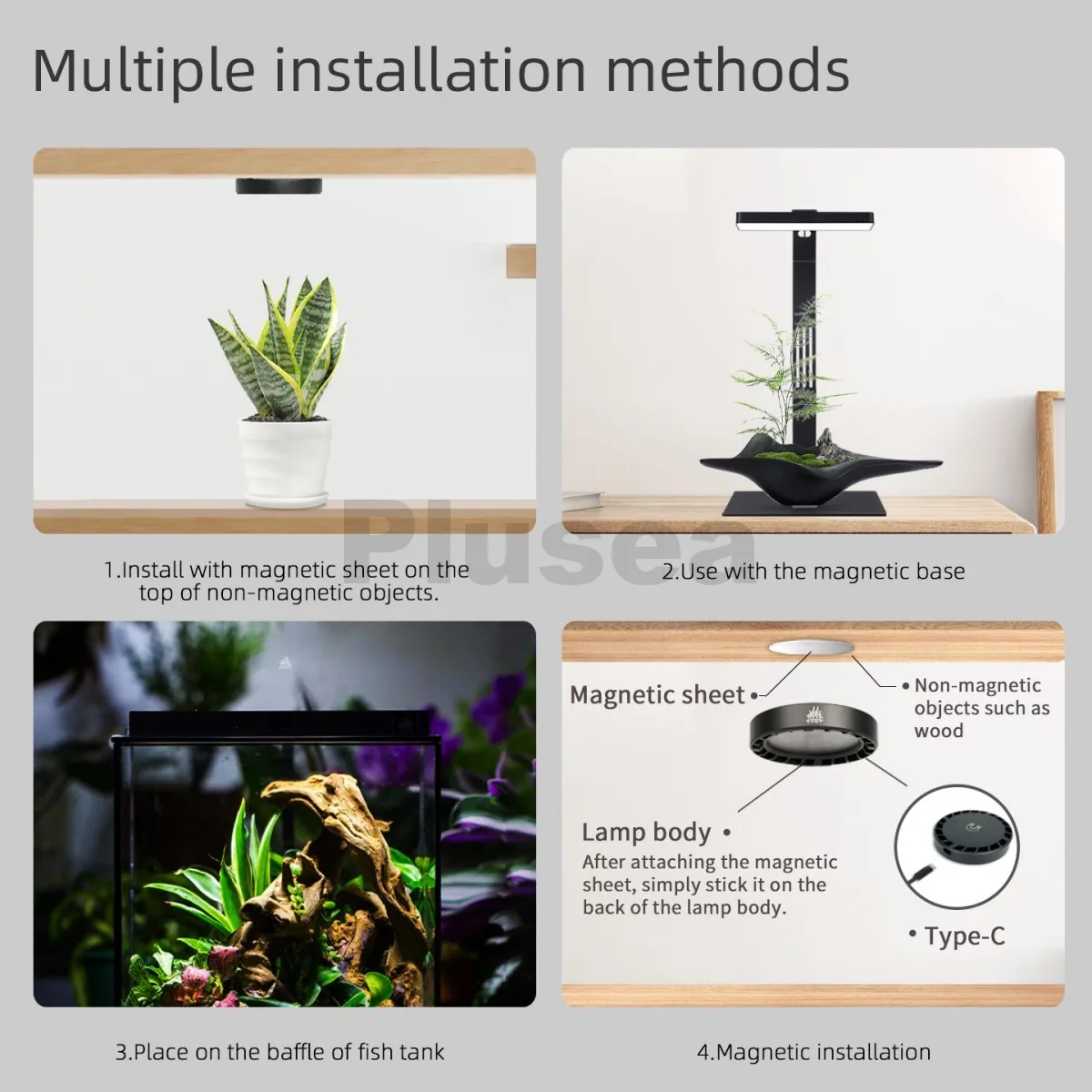 WEEK AQUA Mag-Pro/Max Nano RGB+UV Licht USB Pflanzenwachstumslampe Bluetooth App-Steuerung für Süßwasser-Aquascaping Pflanzen-Aquarium – Detail 18