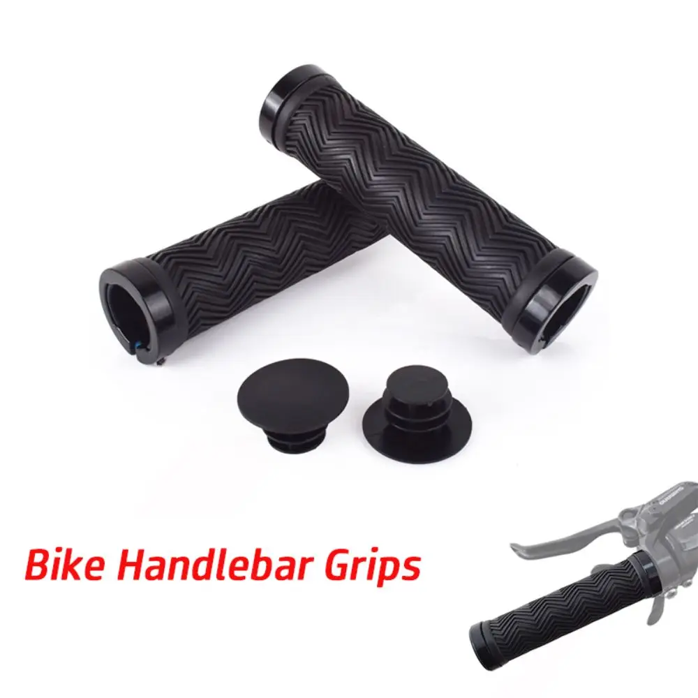 Anti Slip Bike Handlebar Grips Black Rubber Bike Handlebar Hand Grips Water Ripples Bicycle accessories Mountain Bike Grips