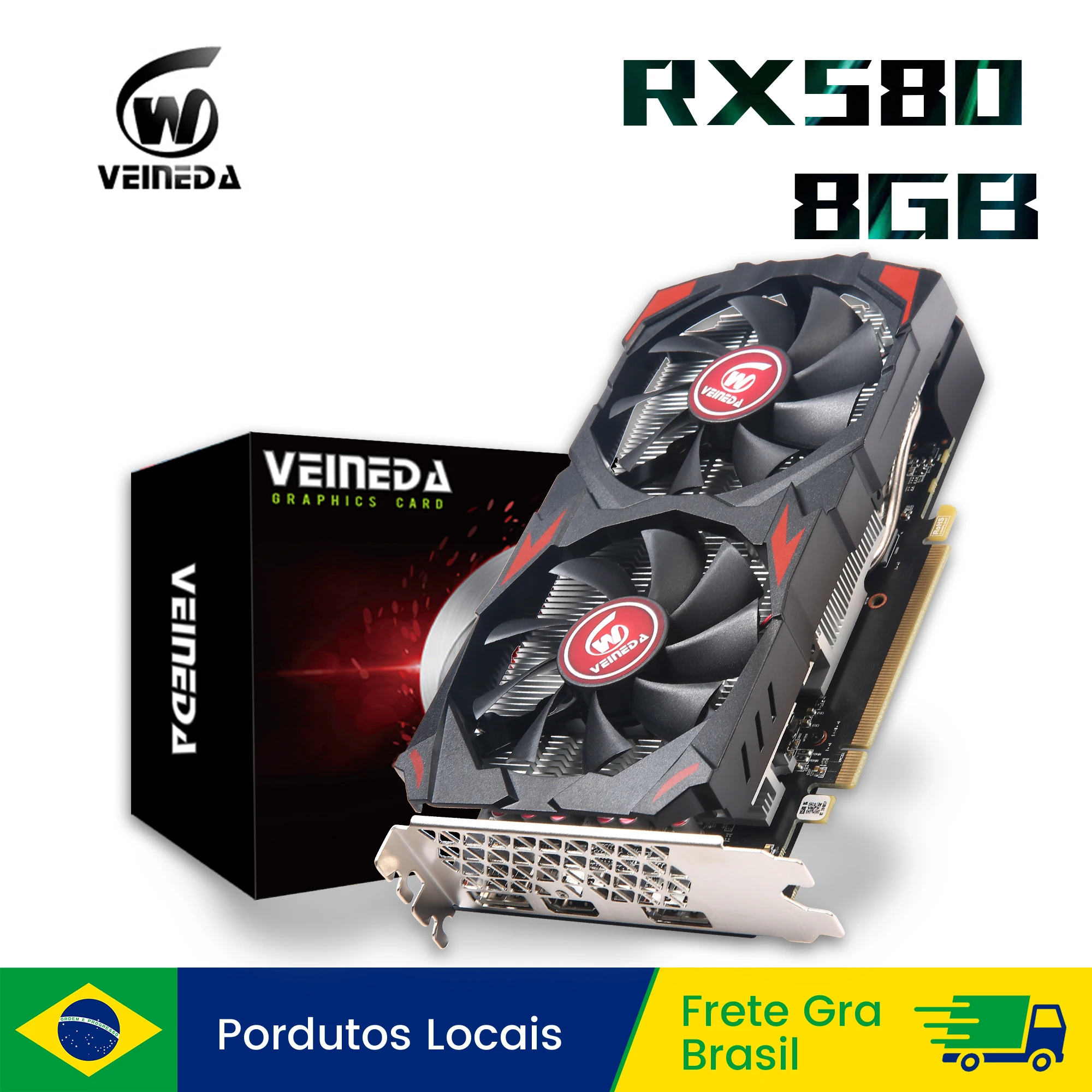 Veineda cartes graphiques RX 580 8GB 2048SP Placa De jeu vidéo GDDR5 256Bit PCI Express 3.0 × 16 GPU rx580 8g