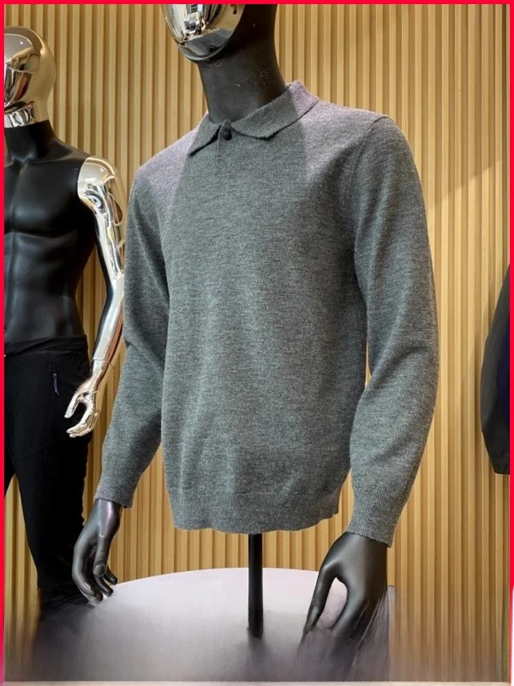 

Knitted Sweater Long Sve Flip Collar Breathable Soft Polyester Nylon Blend Men's Faionable Versatile Autumn Wi...