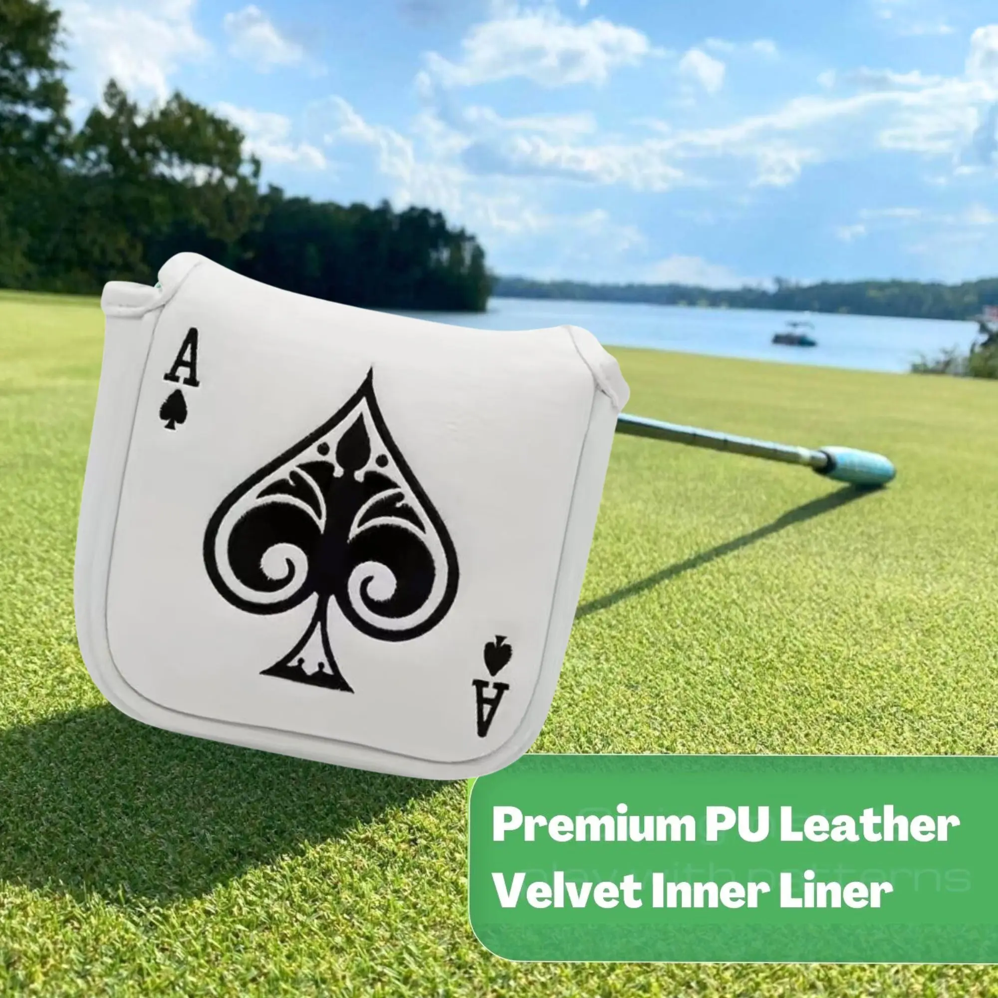 Golf Poker Ace White Mallet Putter Cover Funny Golf Mallet Putter Cover  ,Great Christmas Golf Accessories for Men Golfers Dad image 3