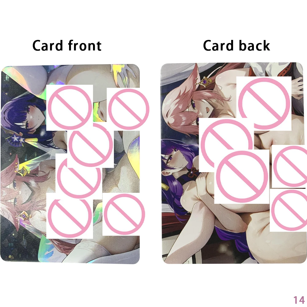 Sexy Nude Collection Card Refractive Color Flash Anime Genshin Impact Yae Miko Beelzebul Nahida Big Buttocks Ample Breasts Card