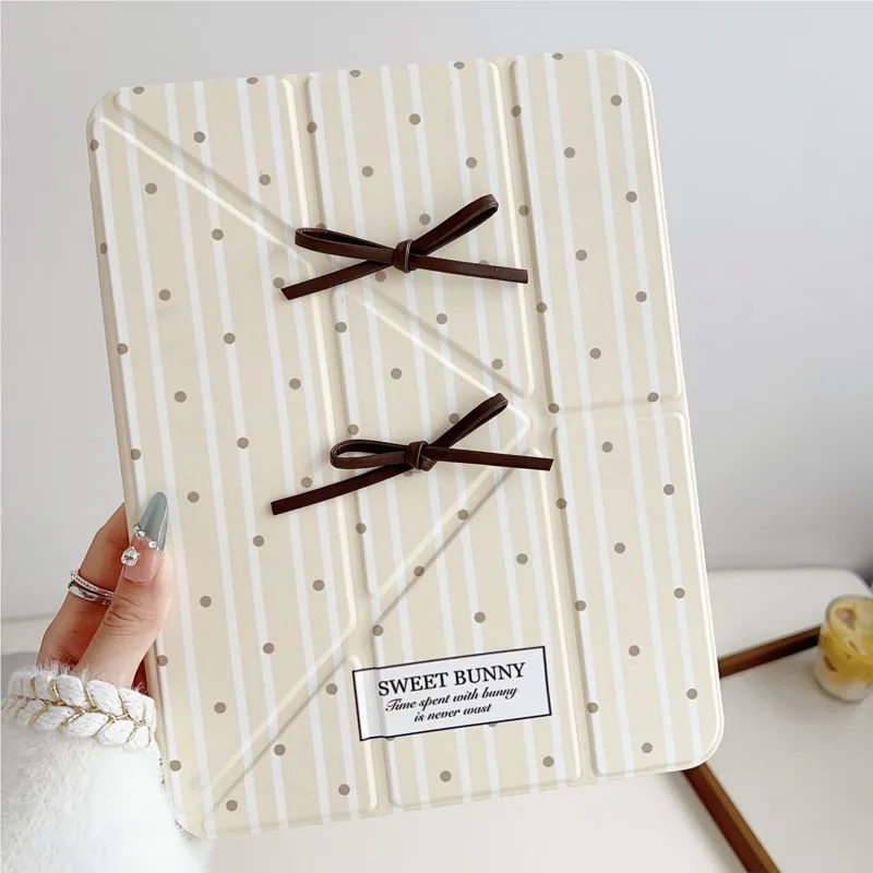 

Чехол INS Minimalist Polka Dot Bow для планшетов iPad Pro Air 2018 2020 2021 2022 2024 2025 Air 6 7 M2 M3 M4 M5 12.9\" 13\" 11\"