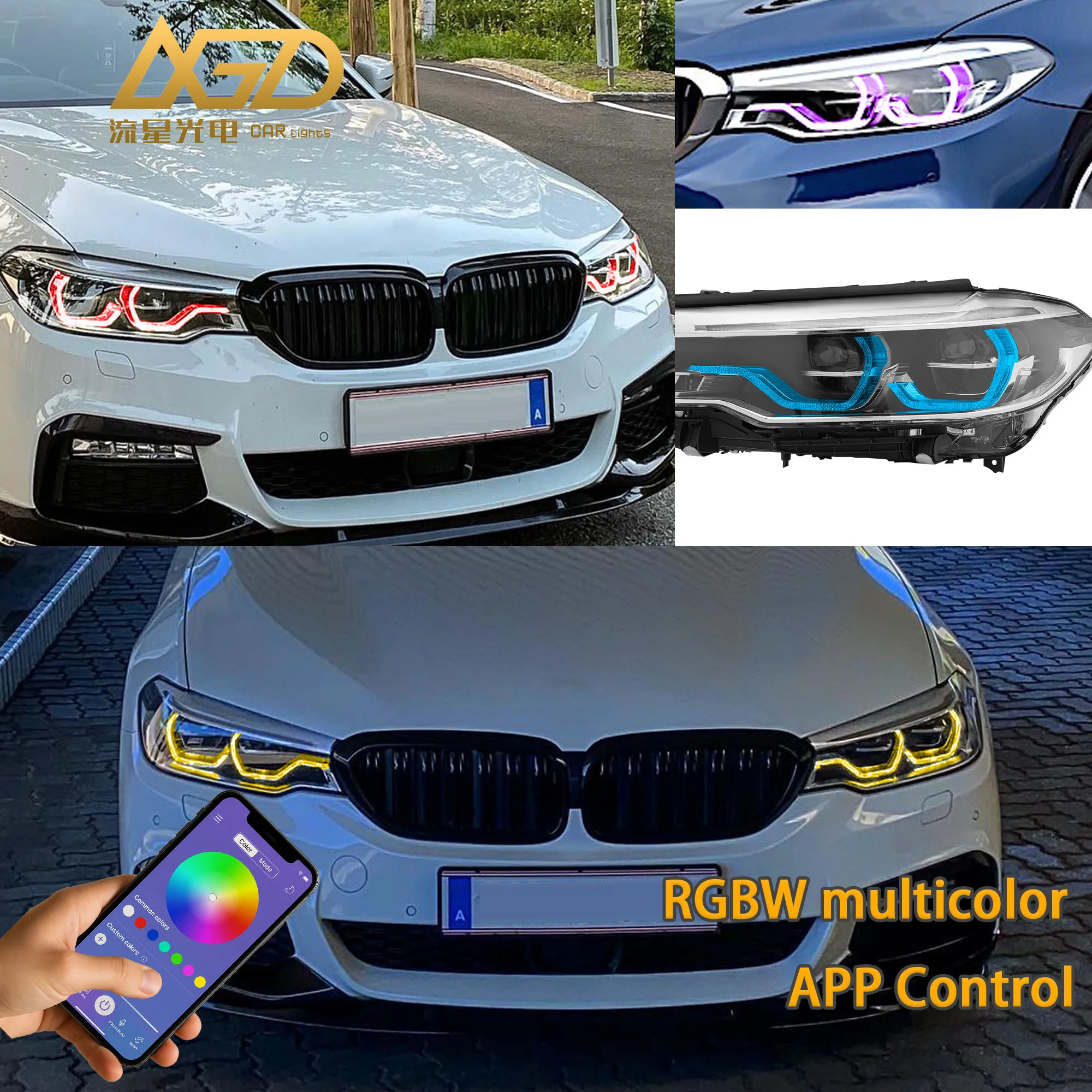 

LED DRL RGBW Modules With Heat Sinks for BMW 2017-2020 5' G30 G31 G38 F90M5 6‘ G32 GT Fits Adaptive Headlight