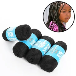 70g/roll Black Brazilian Wool Hair Synthetic Pre Stretched African Hair Yarn for Braiding Hair Extension for Women Black