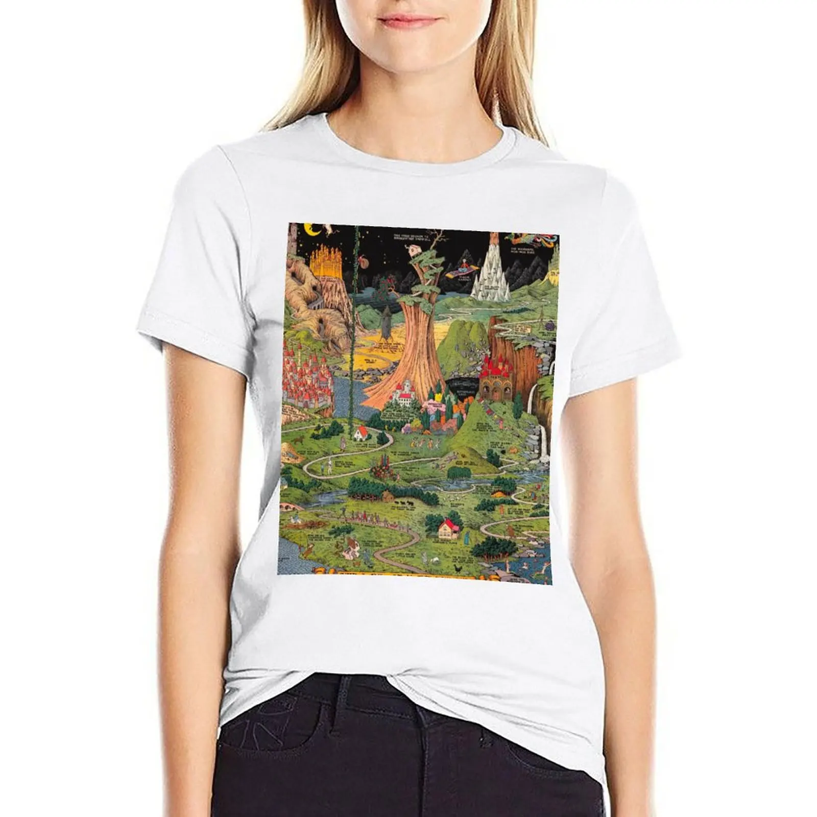 

The land of make believe. Published by Jaro Hess 1930 Cornucopia of Fairy Tales Detailed Labeled Map Fun Magical Fantasy T-shirt