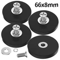 4 pz 66x8 magnete rivestito in gomma forte montaggio magneti al neodimio Base ventosa magnete M6 Thread fotocamera di illuminazione antigraffio