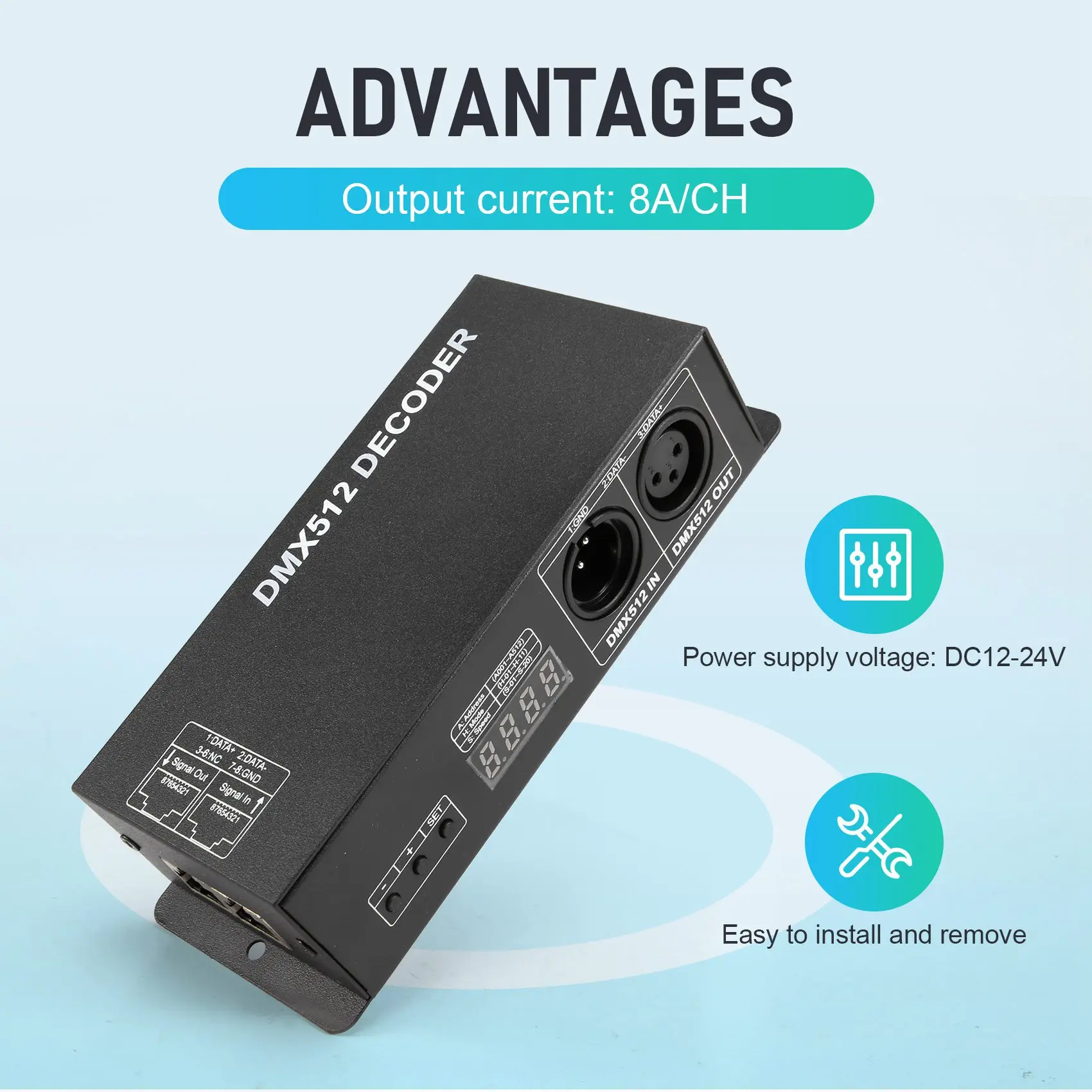 

High Power Dmx LED Controller LED DMX 512 Decoder Dimmer Driver DC12V-24V For LED Rgb Strip Or Lights (3 Channel)