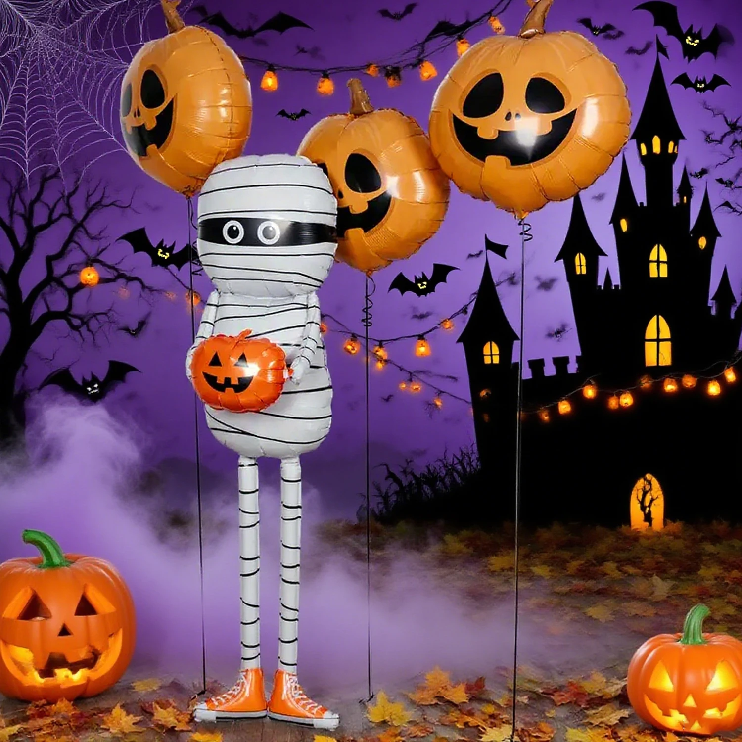 Halloween Kürbis Mumie Aluminiumfolie Ballonförmiger Ballon Halloween Party Dekoration Trick Party Atmosphäre Dekoration – Detail 4