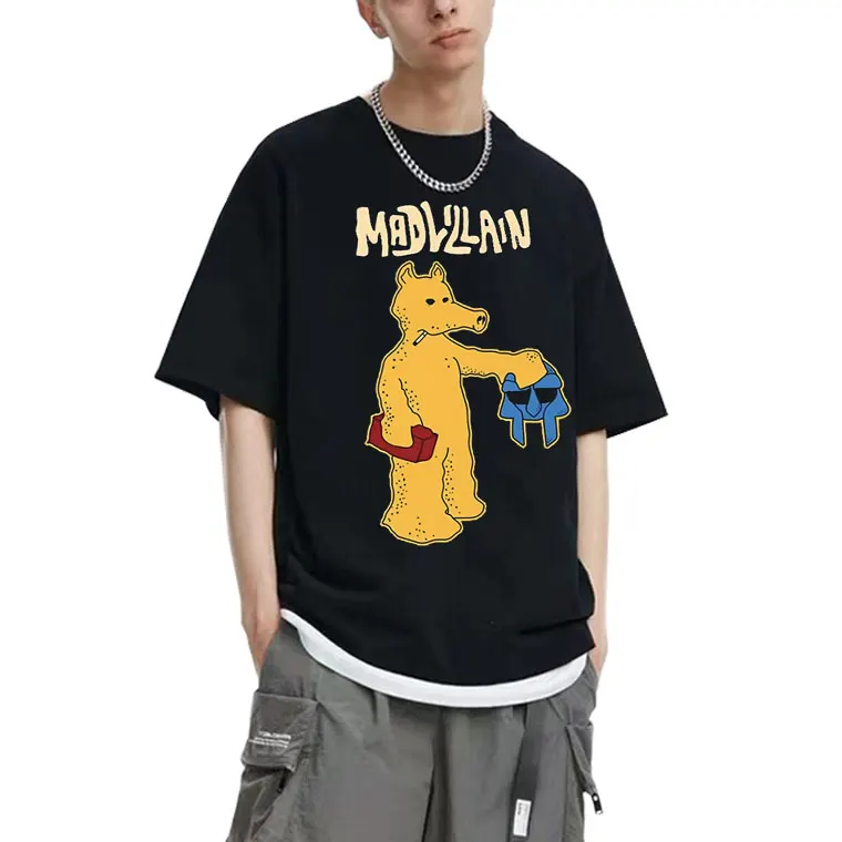 Funny Cartoon Rap Quasimoto Print T-shirts Rapper Mf Doom Mad Villian Graphic Tshirt Men Women Hip Hop Trend Oversized T Shirt