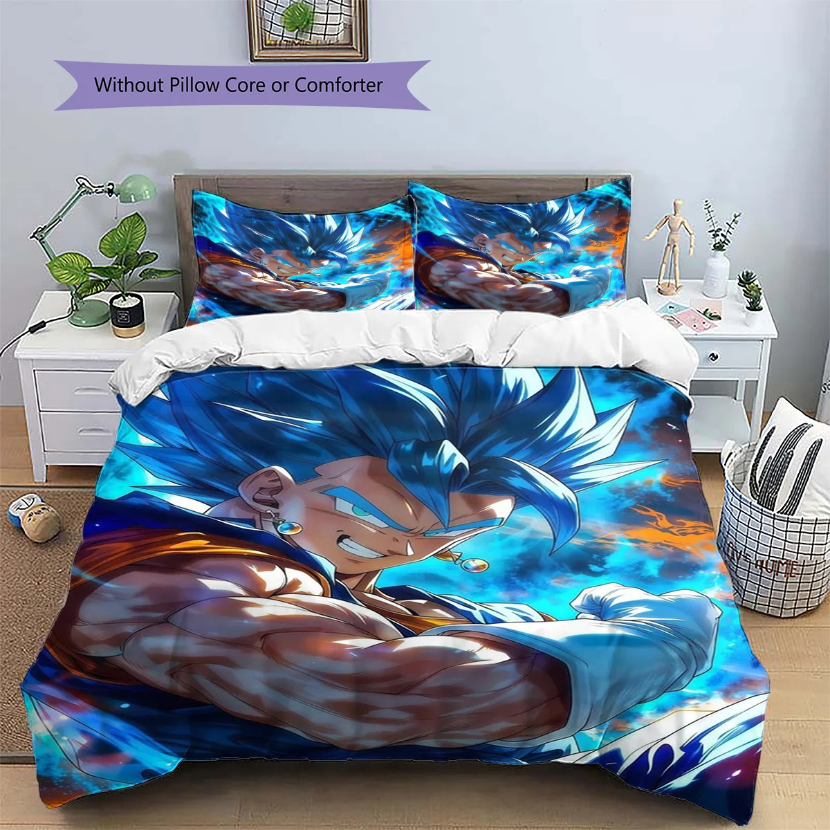 Goku Patterned Pillowcase & Duvet Cover Set Bedroom Leisure Bedding Decor Present for Enthusiasts.-TING