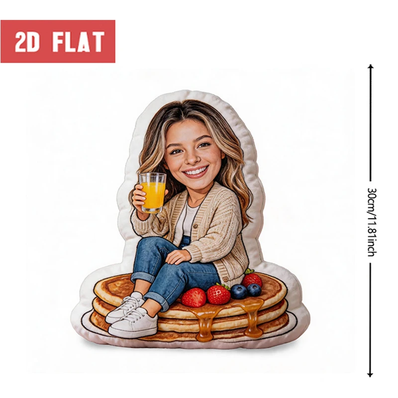 Custom Personalized Photo Face Pillow, Pancake Stack Shaped Decorative Cushion, 59.99cm Large Size Accent Pillow for Sofa And Be