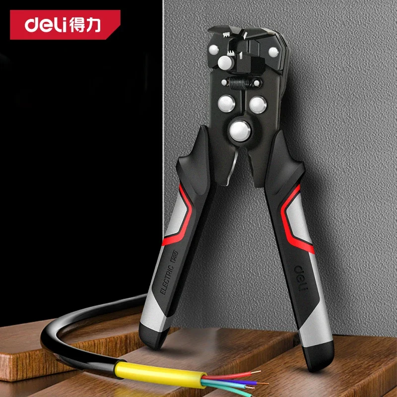 

Deli Multifunctional Wire Stripping Pliers Crimper Cable Stripper Cutter for Wire Winding Electricians Measurement Hand Tools