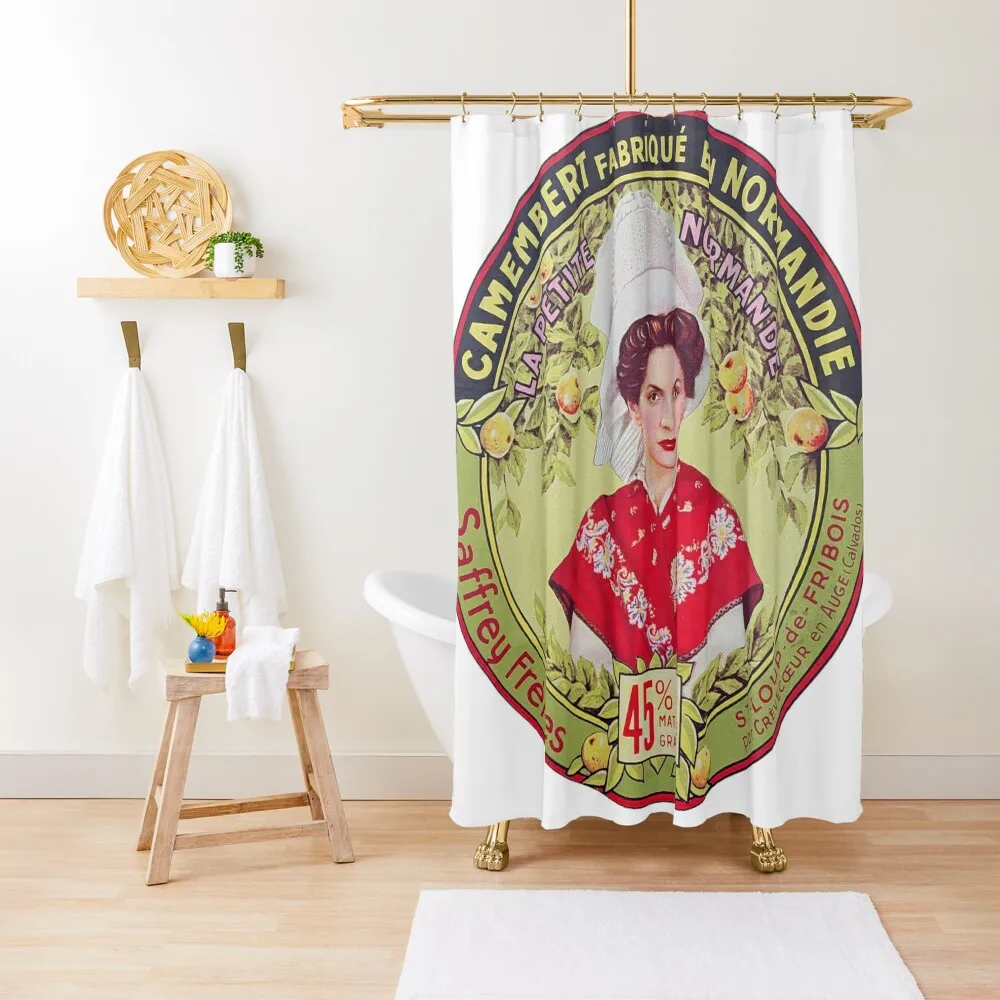

Camembert Cheese, Vintage French Label Shower Curtain Bathroom Showers Shower Bath Waterproof Fabric Bathroom Curtain