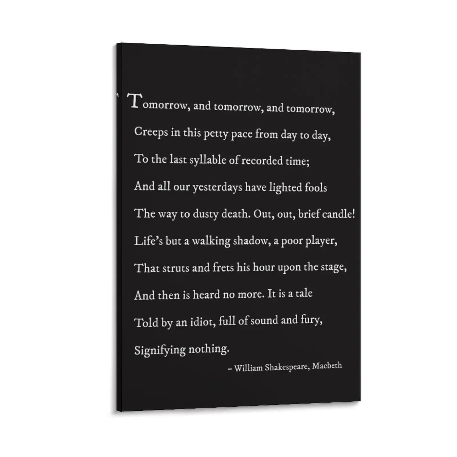 

Tomorrow, and tomorrow, and tomorrow...' Macbeth Speech Shakespeare Canvas Painting bedroom decor decorations for the room