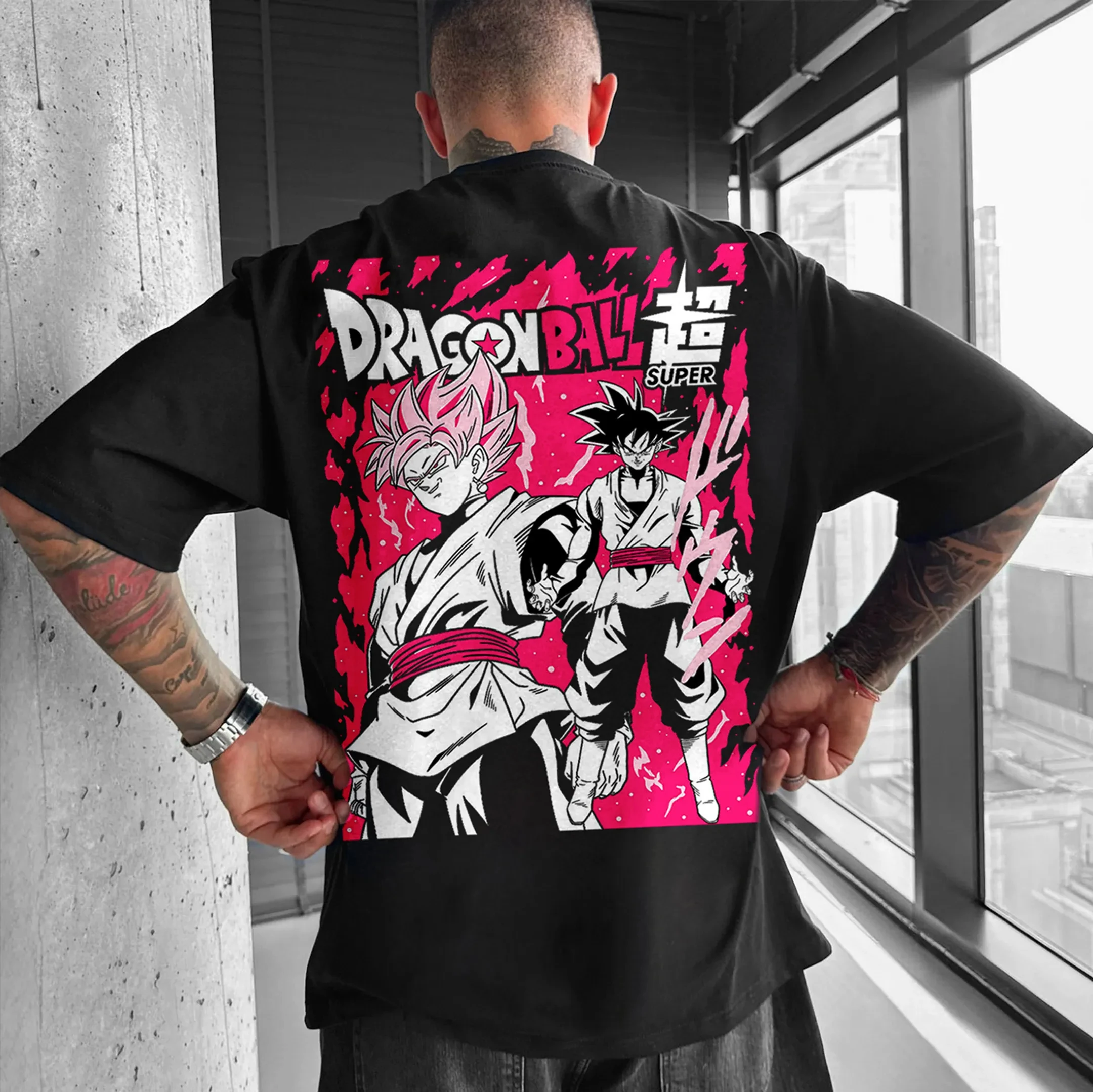 Dragon Ball Anime Goku Camiseta holgada de algodón con estampado de manga corta estilo americano para deportes de verano con cuello redondo para hombres y mujeres