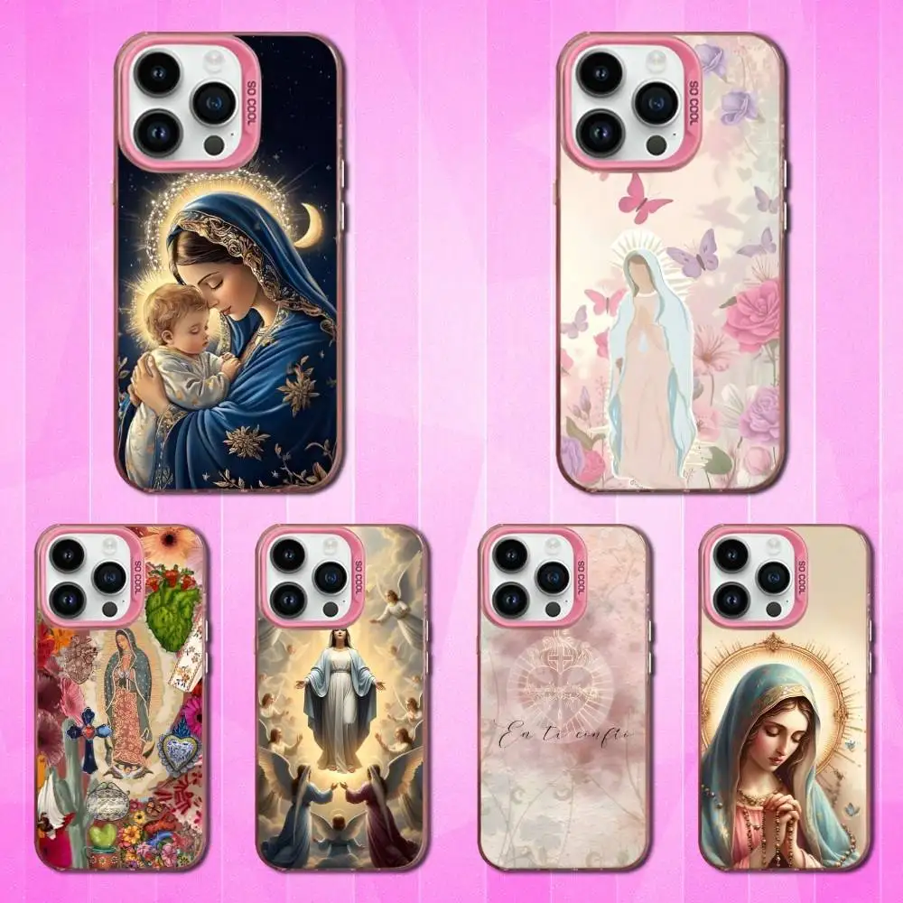 

Belief Virgin De Guadalupe Phone Case For iPhone 16,15,14,17,13,12,11,Mini,Pro,SE,XS,MAX Pink Matte Silicone Cover