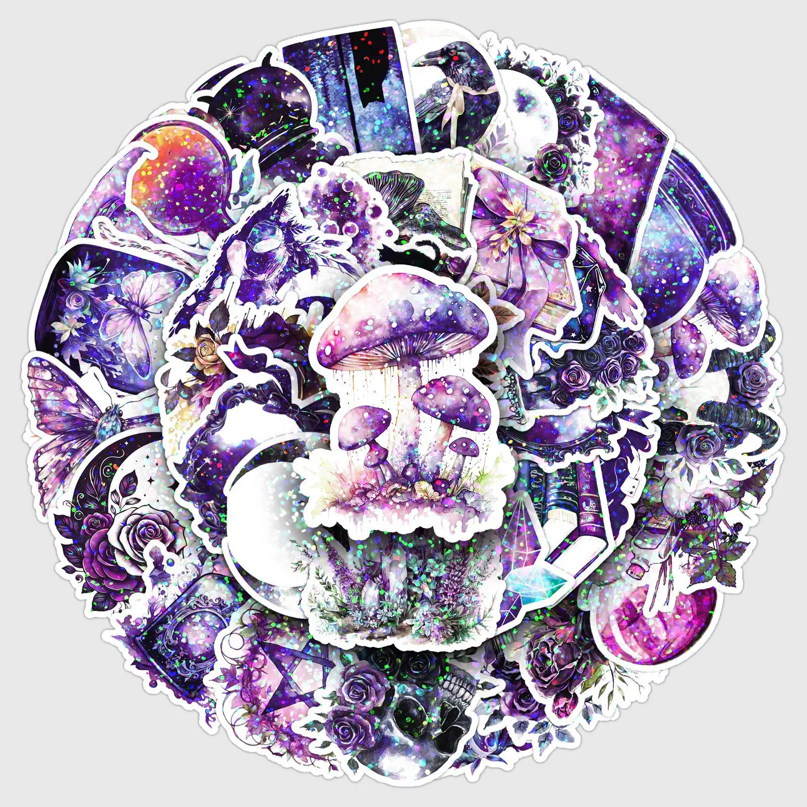 10/30/50PCS Cartoon Laser Magie Hexe Halloween Aufkleber Koffer Scrapbooking Telefon Laptop Schreibwaren Kind Spielzeug Aufkleber